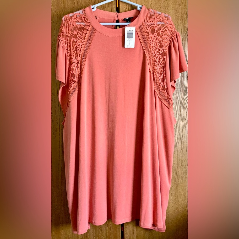 Elegant Coral Lace Women's Top